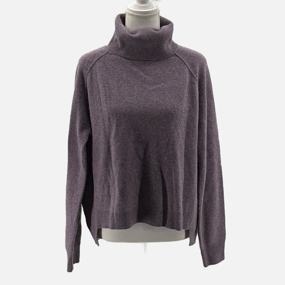 Knyt & Lynk Cashmere Turtleneck Loose Fit Crop Sweater in Amethyst - Size Medium - Picture 1 of 7